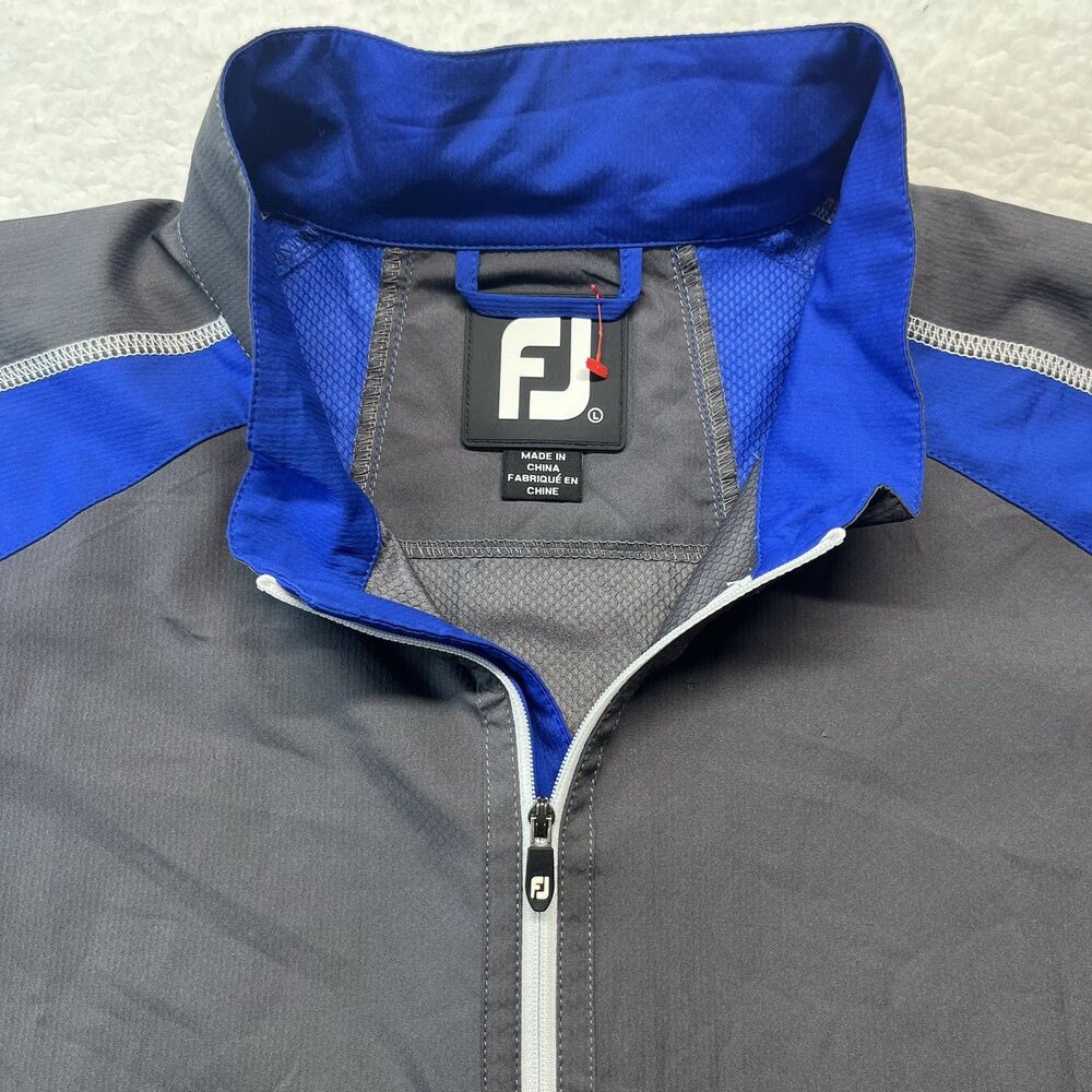 FOOTJOY Jacket Mens L Gray Blue Pullover 1/2 Zip Golf Windbreaker Activewear